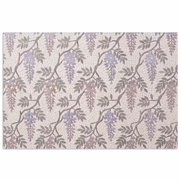 Bloemen - Mozaïek - Natuur - Patroon - Paars poster papier klein -3d