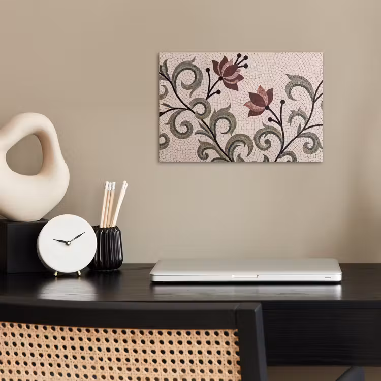 Bloemen - Mozaïek - Patroon - Abstract - Groen poster papier klein -sfeer1