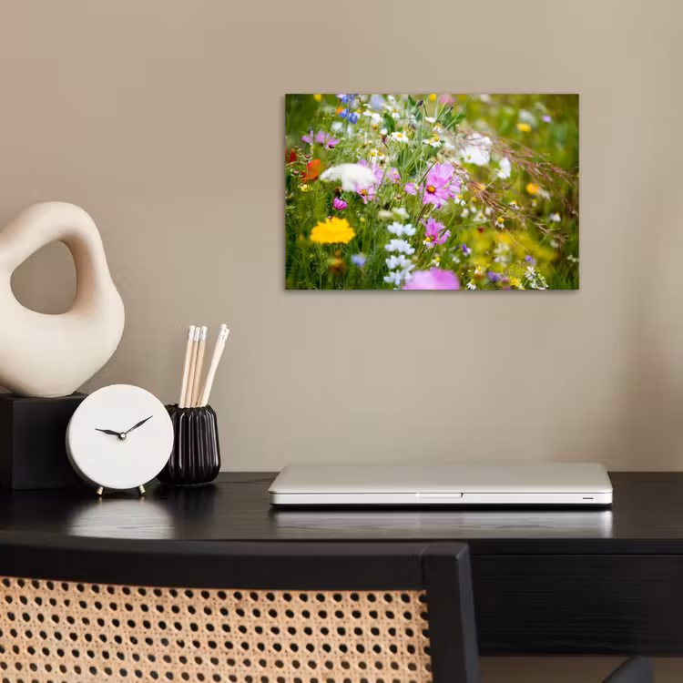 Bloemen - Natuur - Groen - Gras - Paars - Wit poster papier klein -sfeer1