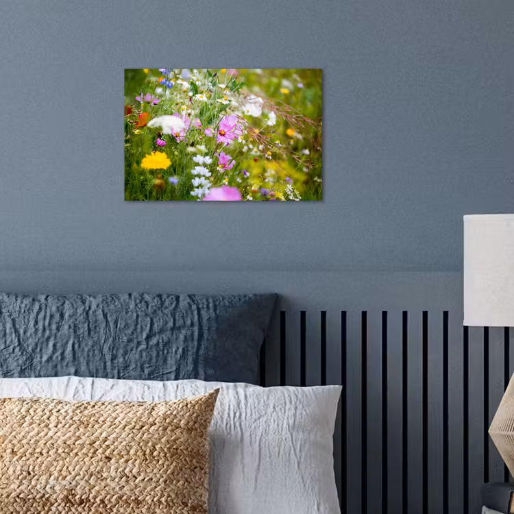 Bloemen - Natuur - Groen - Gras - Paars - Wit poster papier klein -sfeer2