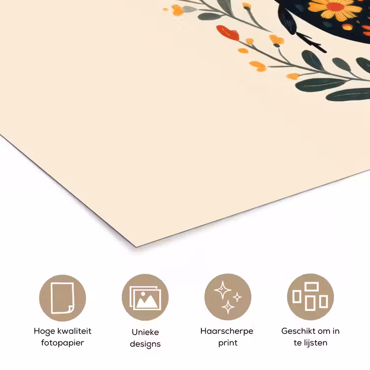 Bloemen - Oranje - Planten - Sierlijk poster papier klein -closeup_NL
