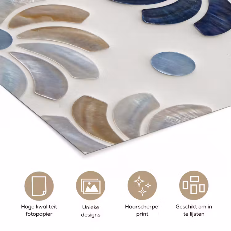 Bloemen - Parelmoer - Abstract - Patroon - Blauw poster papier klein -closeup_NL