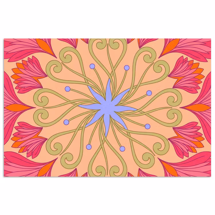 Bloemen - Patroon - Abstract - Roze - Decoratief poster papier klein -3d