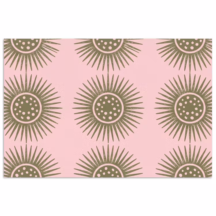 Bloemen - Patroon - Abstract - Roze - Groen poster papier klein -3d