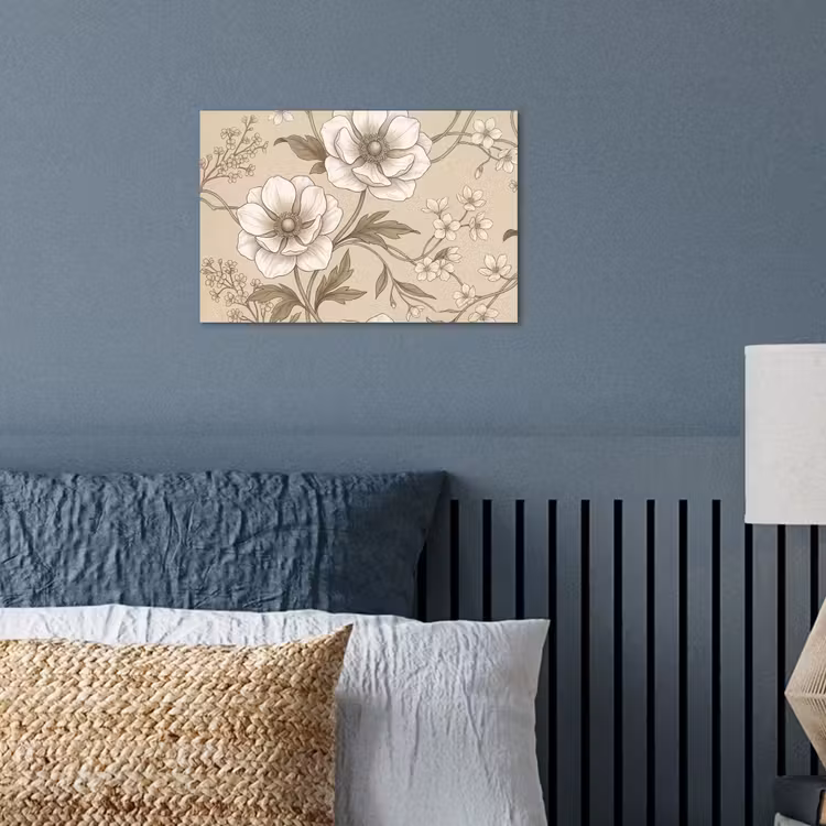 Bloemen - Patroon - Beige poster papier klein -sfeer2
