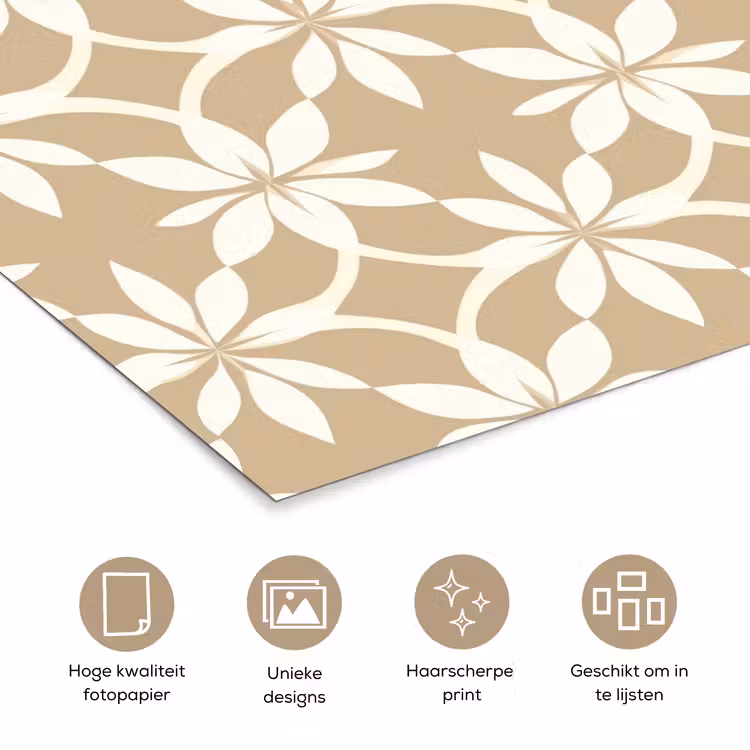 Bloemen - Patroon - Beige poster papier klein 62 -closeup_NL