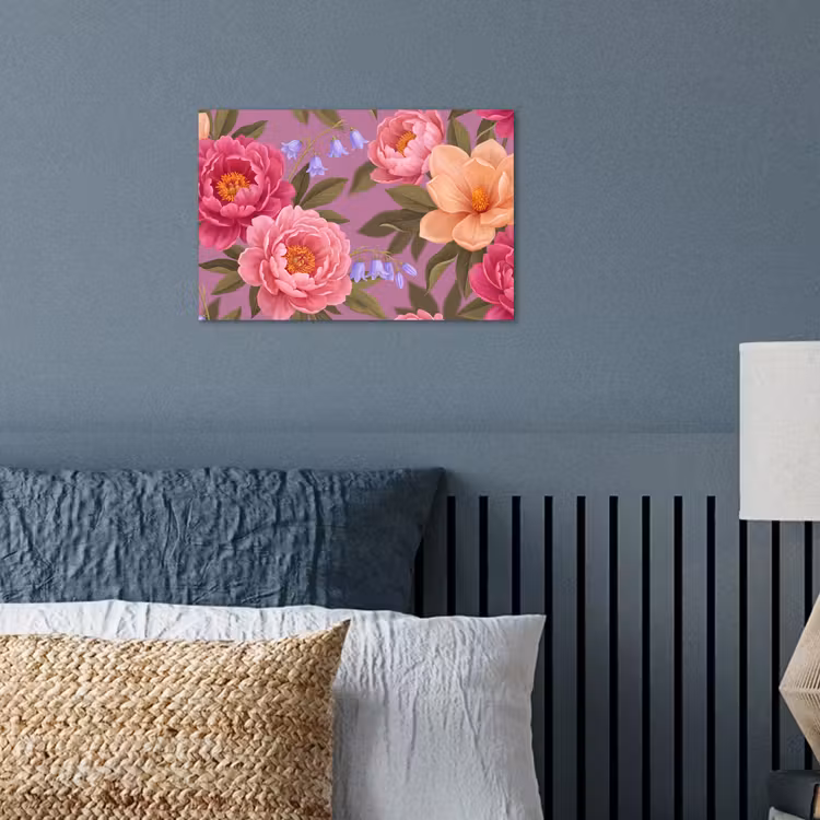 Bloemen - Patroon - Illustratie - Roze poster papier klein -sfeer2