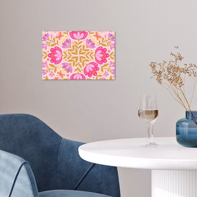 Bloemen - Patroon - Natuur - Abstract - Roze poster papier klein -sfeer3