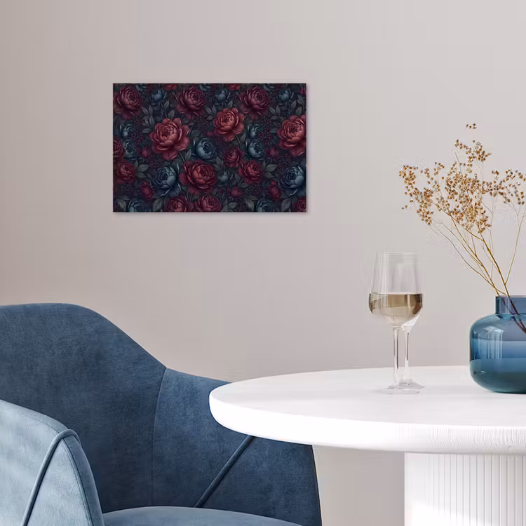 Bloemen - Patroon - Natuur - Klassiek - Donker poster papier klein -sfeer3
