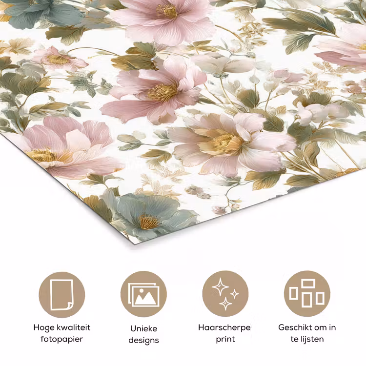 Bloemen - Patroon - Pastel poster papier klein 62 -closeup_NL