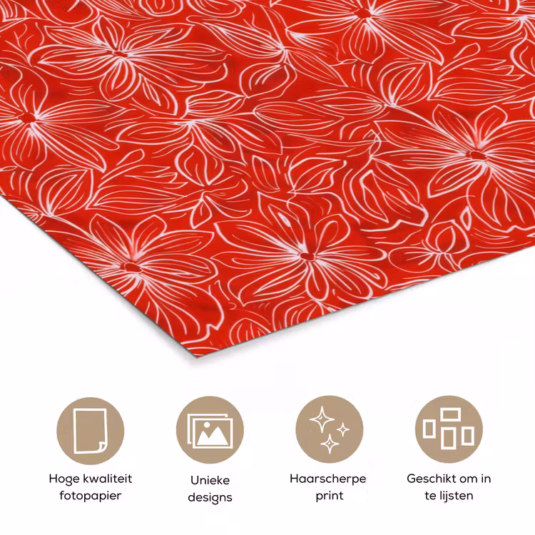 Bloemen - Patroon - Rood poster papier klein 62 -closeup_NL