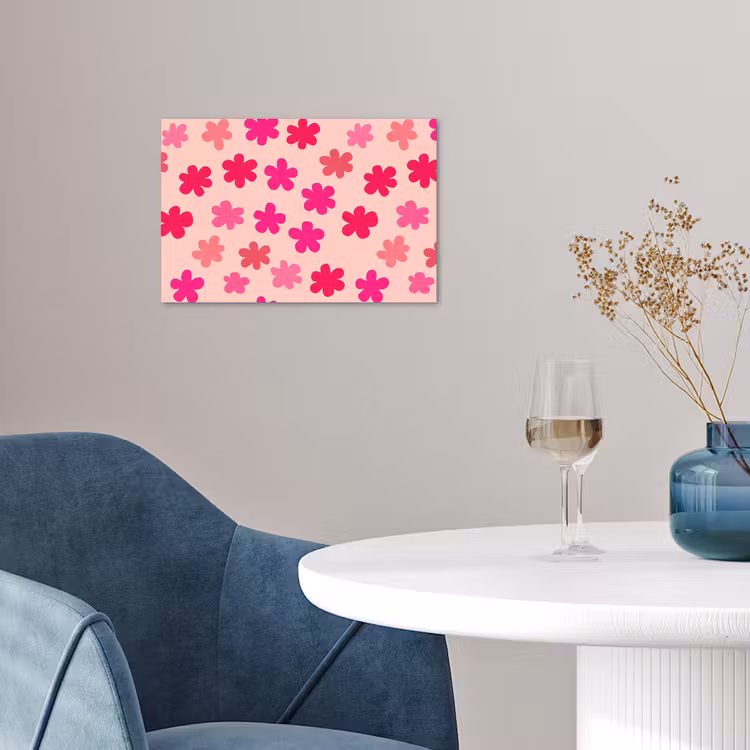 Bloemen - Patroon - Roze poster papier klein -sfeer3