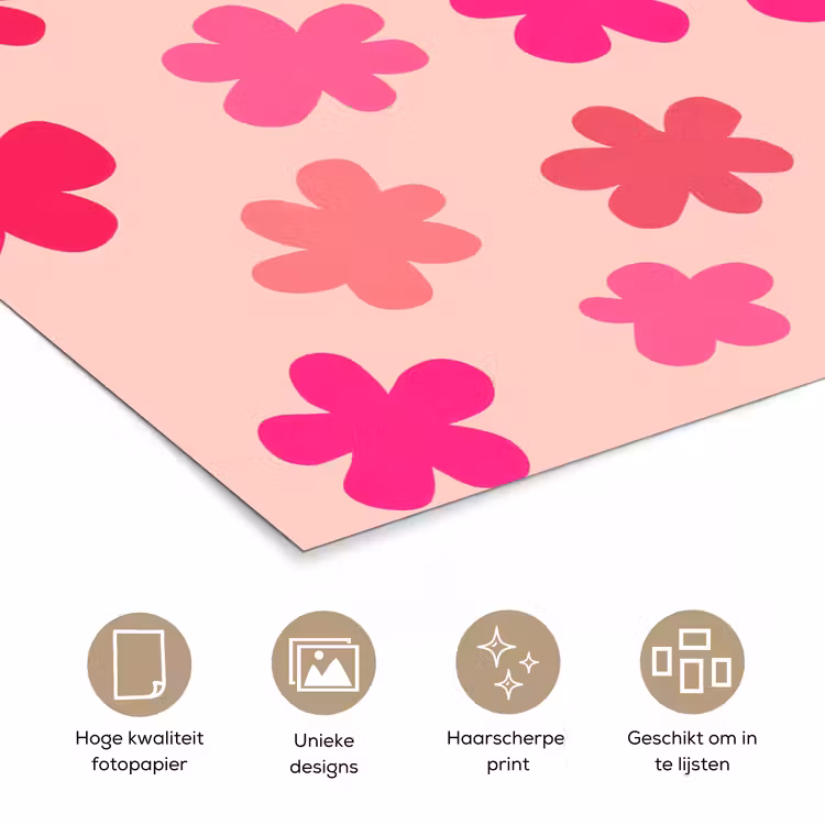 Bloemen - Patroon - Roze poster papier klein -closeup_NL