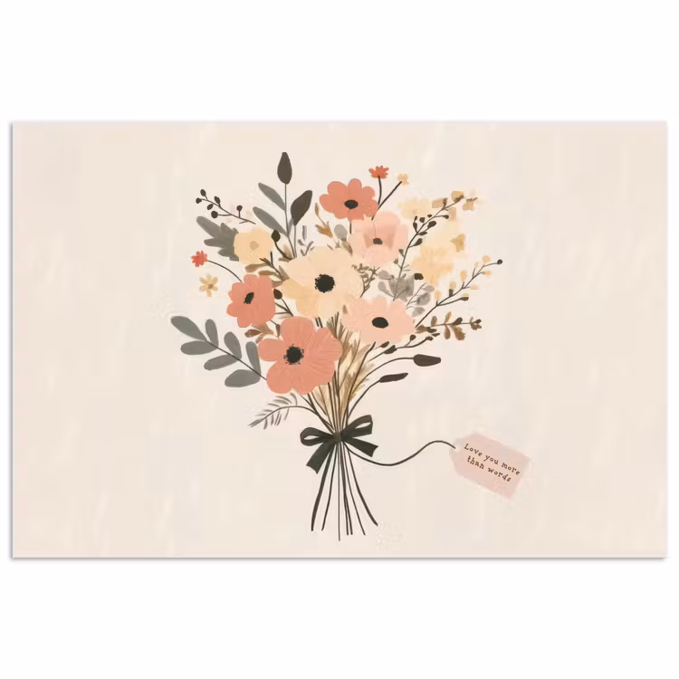 Bloemen - Quote - Beige - Lint poster papier klein -3d