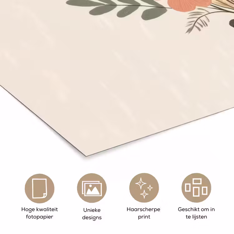 Bloemen - Quote - Beige - Lint poster papier klein -closeup_NL
