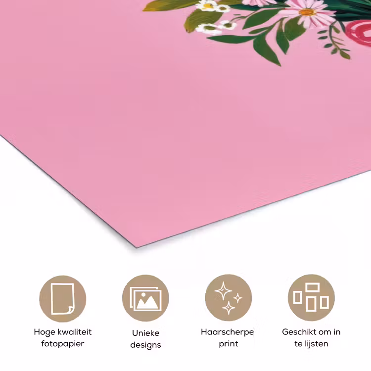 Bloemen - Quote - Kaartje - Kleurrijk poster papier klein -closeup_NL