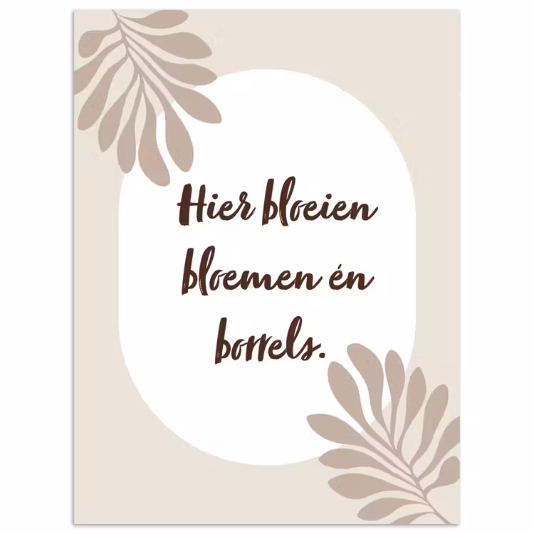 Bloemen - Quote - Zomer - Beige poster papier klein -3d