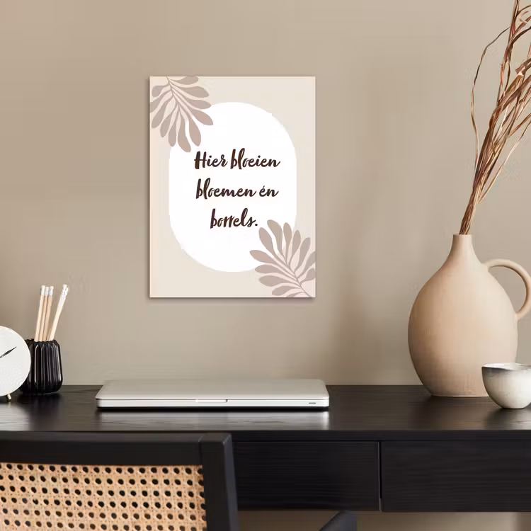 Bloemen - Quote - Zomer - Beige poster papier klein -sfeer1