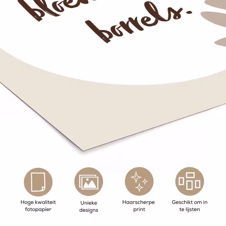 Bloemen - Quote - Zomer - Beige poster papier klein -closeup_NL