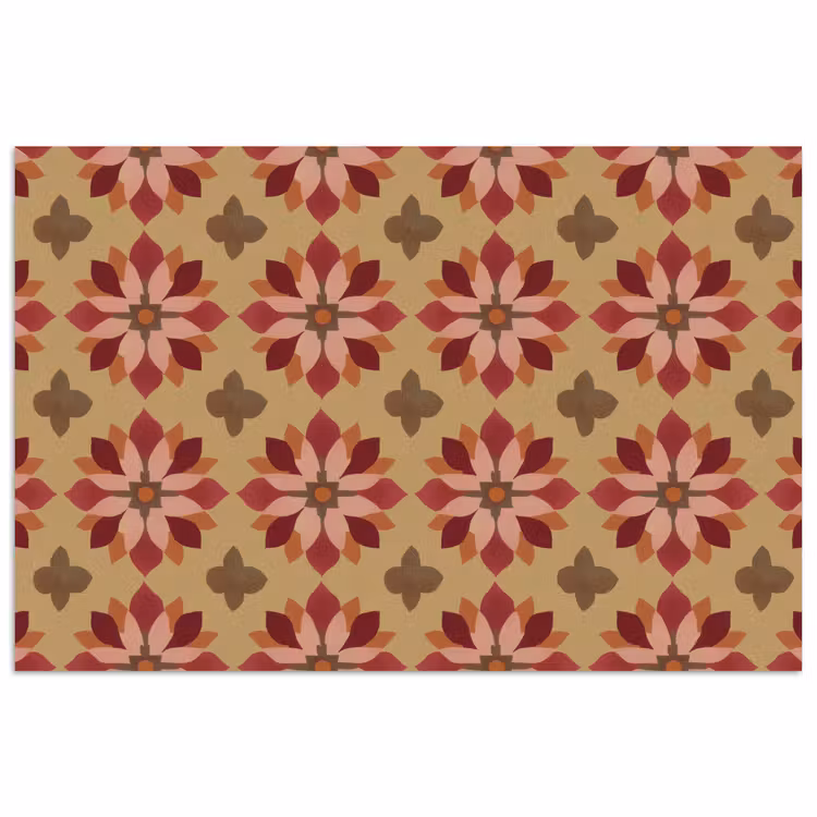 Bloemen - Retro - Groen poster papier klein 62 -3d