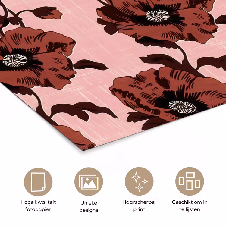 Bloemen - Retro - Rood poster papier klein 62 -closeup_NL