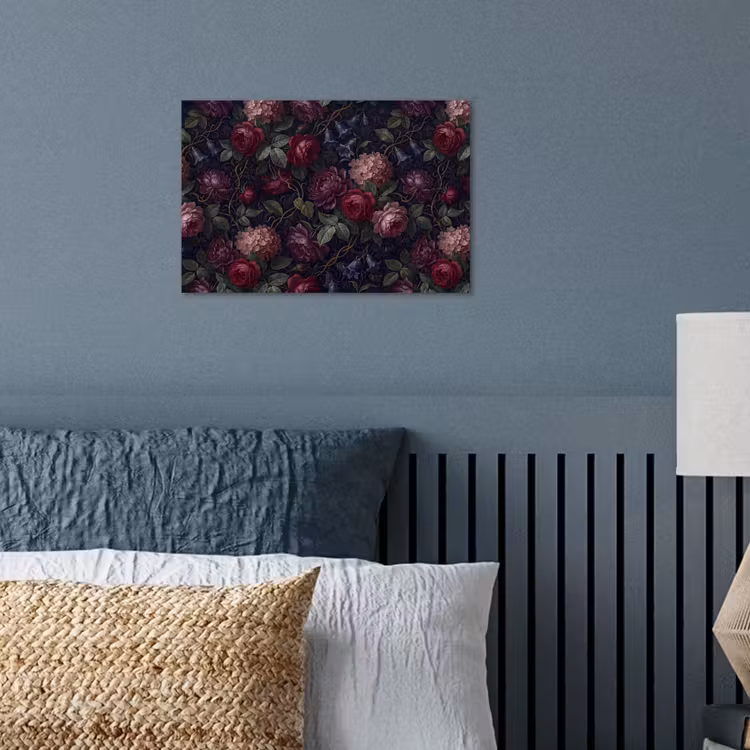 Bloemen - Rood - Klassiek - Donker - Patroon poster papier klein -sfeer2