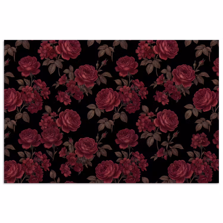 Bloemen - Roos - Patroon - Klassiek - Rood poster papier klein -3d