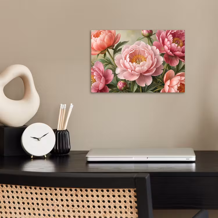 Bloemen - Roze - Klassiek - Gedetailleerd - Natuur poster papier klein -sfeer1