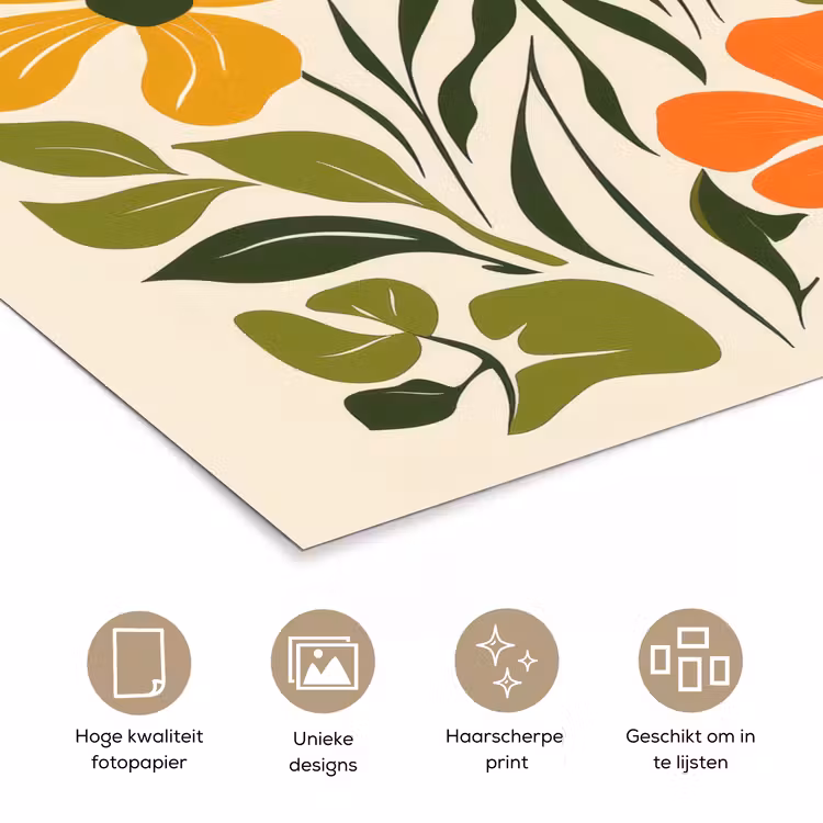 Bloemen - Speels - Kleurrijk poster papier klein -closeup_NL