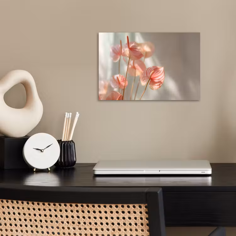 Bloemen - Stelen - Roze - Schaduw poster papier klein -sfeer1