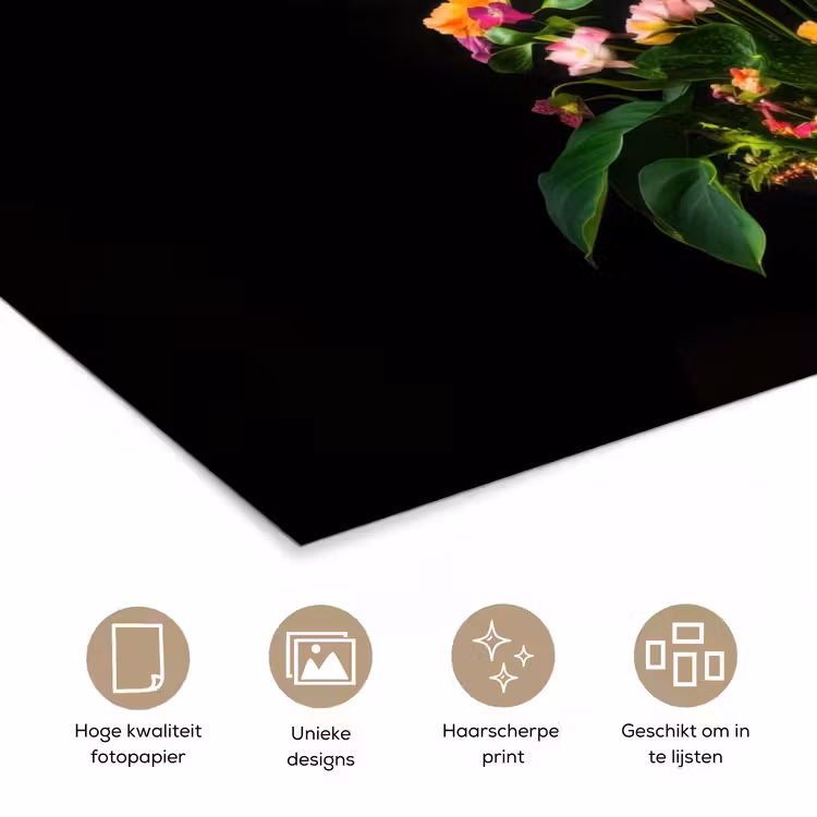 Bloemen - Vaas - Kleurrijk poster papier klein -closeup_NL