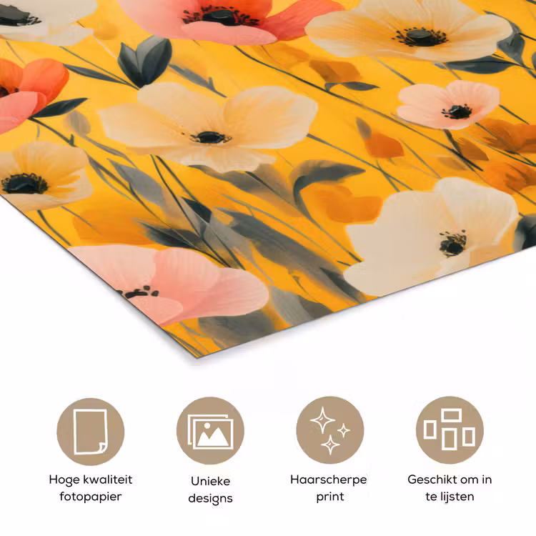 Bloemen - Veld - Geel poster papier klein -closeup_NL