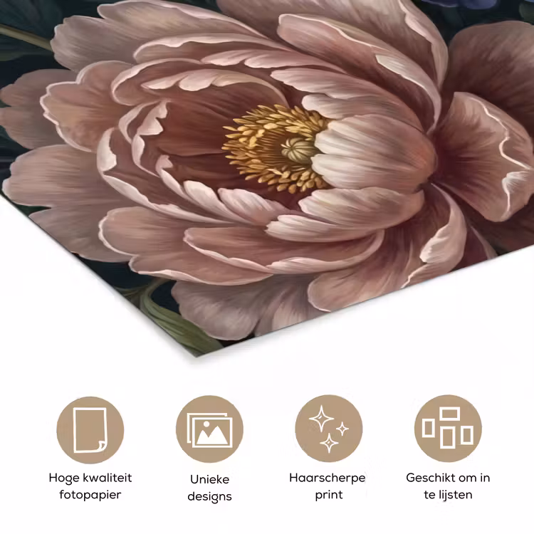 Bloemen - Vlinder - Natuur - Modern - Paars poster papier klein -closeup_NL