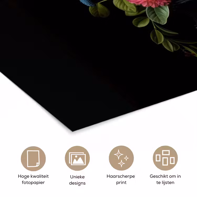 Bloemen - Vrolijk - Vaas poster papier klein -closeup_NL