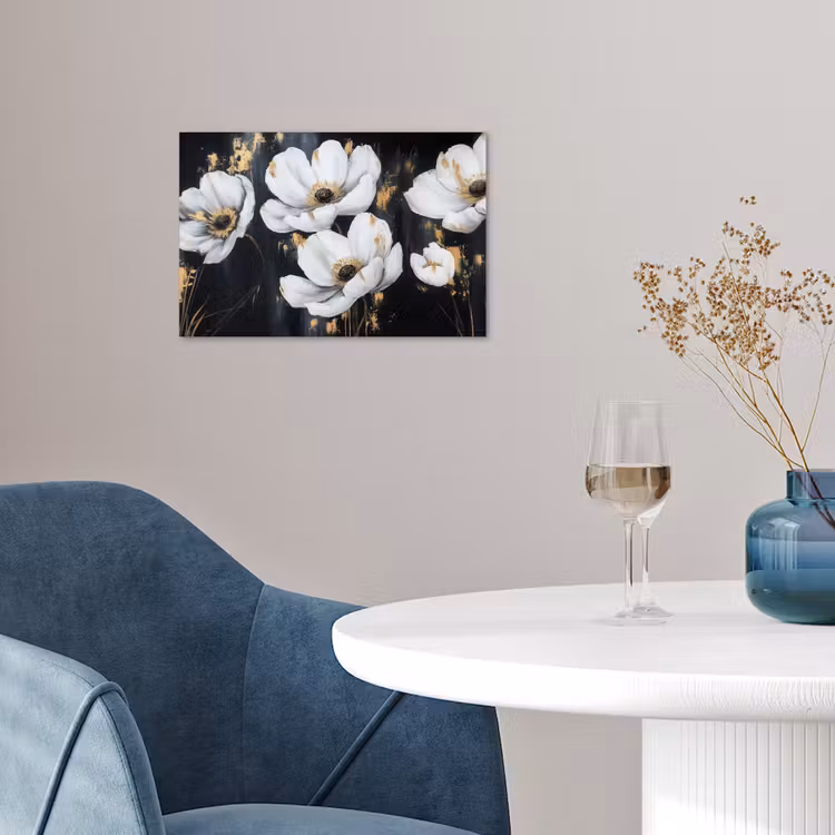 Bloemen - Wit - Abstract poster papier klein -sfeer3