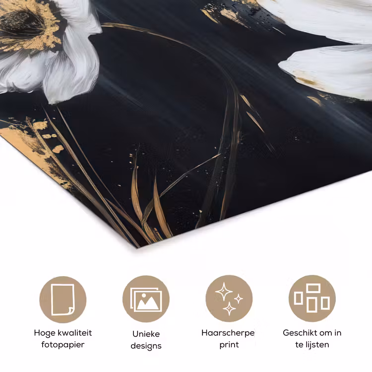 Bloemen - Wit - Abstract poster papier klein -closeup_NL