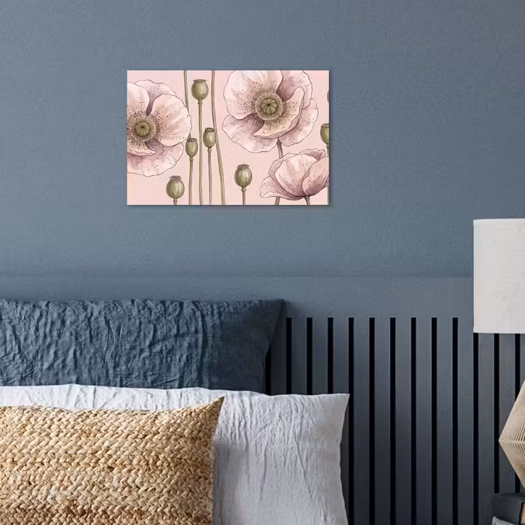 Bloemen - Zomer - Natuur - Aquarel - Roze poster papier klein -sfeer2
