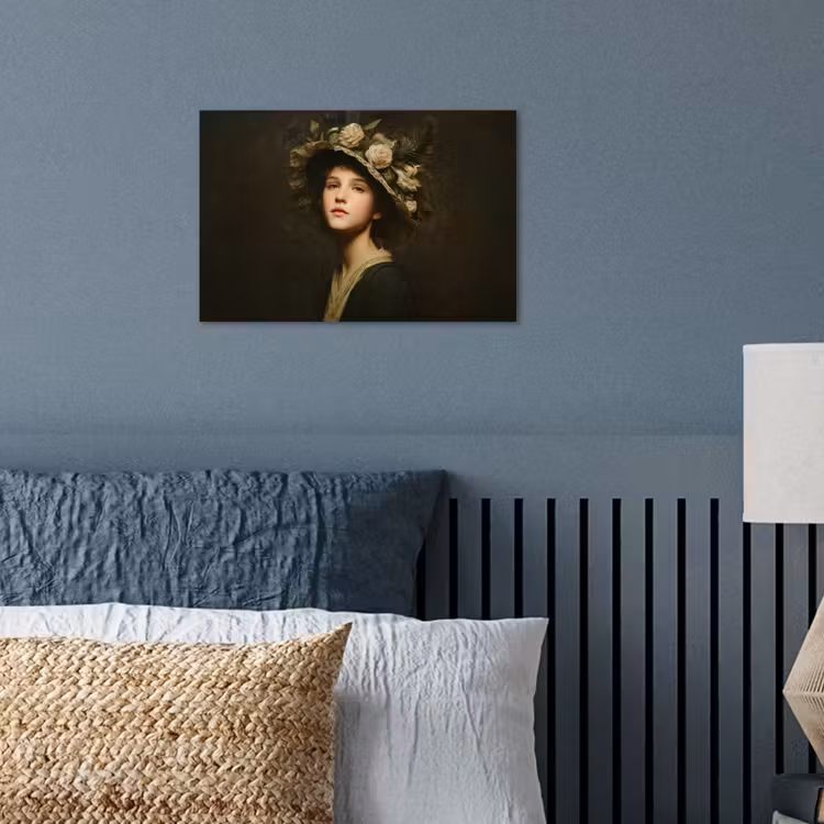 Bloemenhoed - Portret - Vrouw poster papier klein -sfeer2
