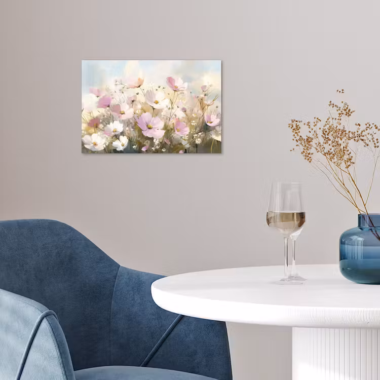 Bloemenveld - Lichte tinten - Geschilderd poster papier klein -sfeer3