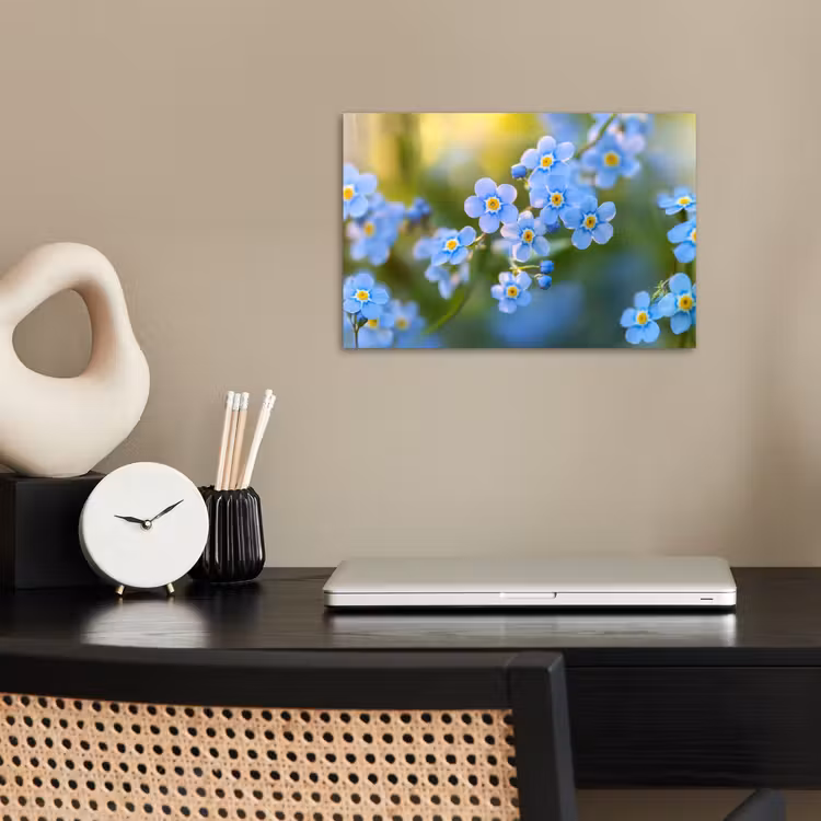 Bloemetjes - Blauw - Vergeet mij nietjes poster papier klein -sfeer1