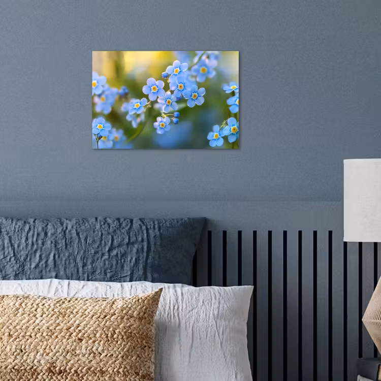 Bloemetjes - Blauw - Vergeet mij nietjes poster papier klein -sfeer2