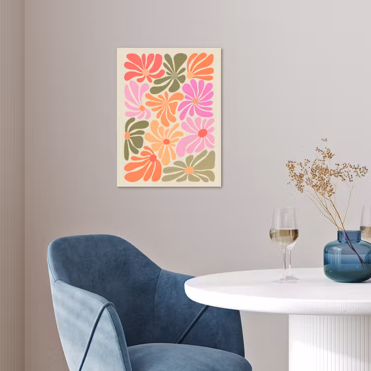 Bloemvormen - Retro - Kleurrijk poster papier klein -sfeer3
