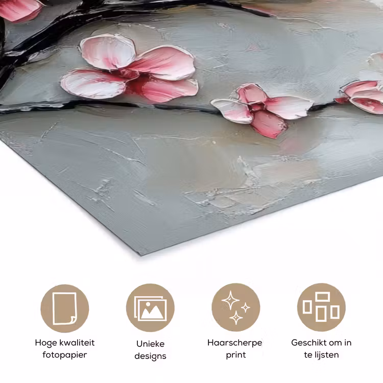 Bloesem - Kunstzinnig - Roze - Sakura poster papier klein -closeup_NL