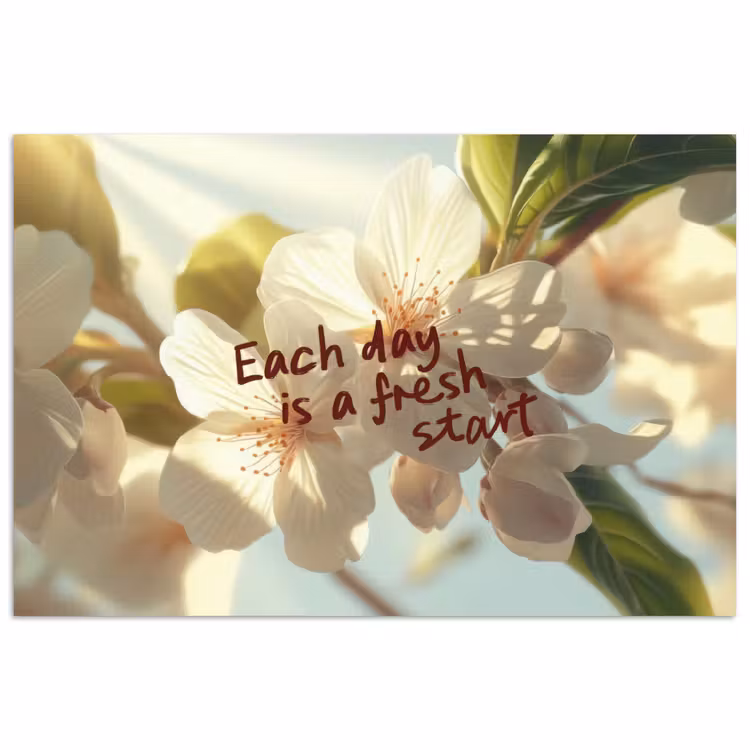 Bloesems - Zonlicht - Quote - Wit poster papier klein -3d