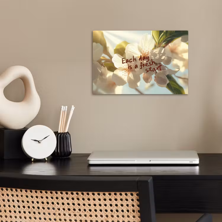 Bloesems - Zonlicht - Quote - Wit poster papier klein -sfeer1