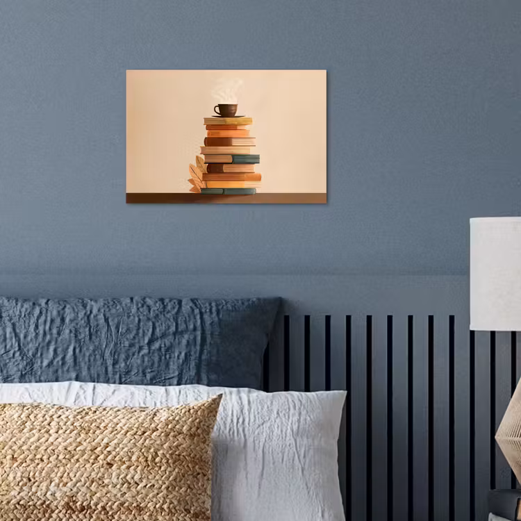 Boeken - Toren - Koffie - Beige poster papier klein -sfeer2