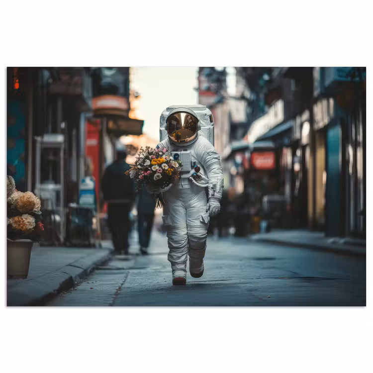 Boeket - Bloemen - Kleurrijk - Astronaut poster papier klein -3d