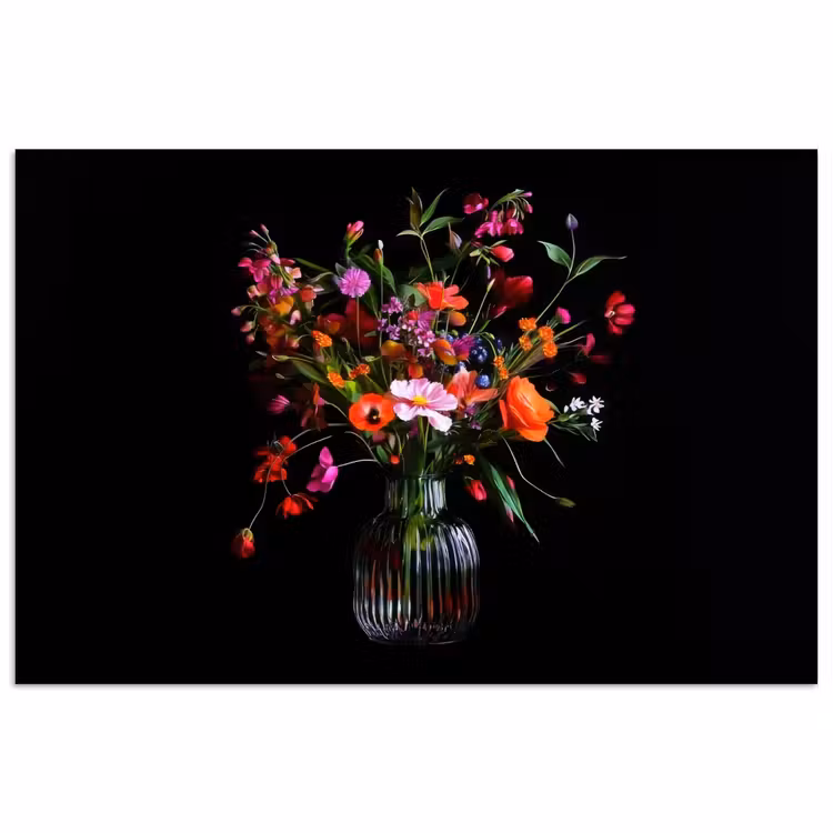 Boeket - Veldbloemen - Vaas poster papier klein -3d