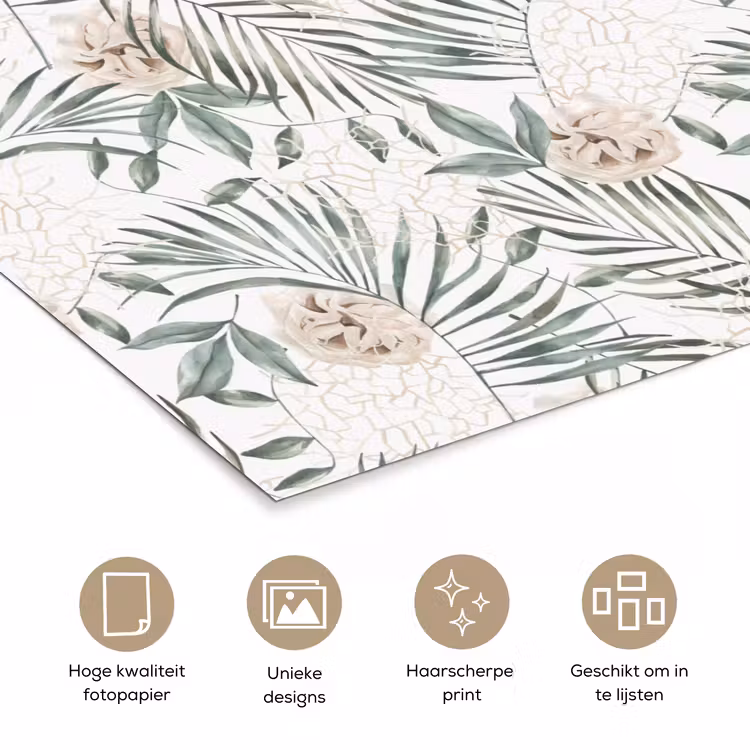 Boho - Jungle - Bloemen - Bladeren poster papier klein -closeup_NL