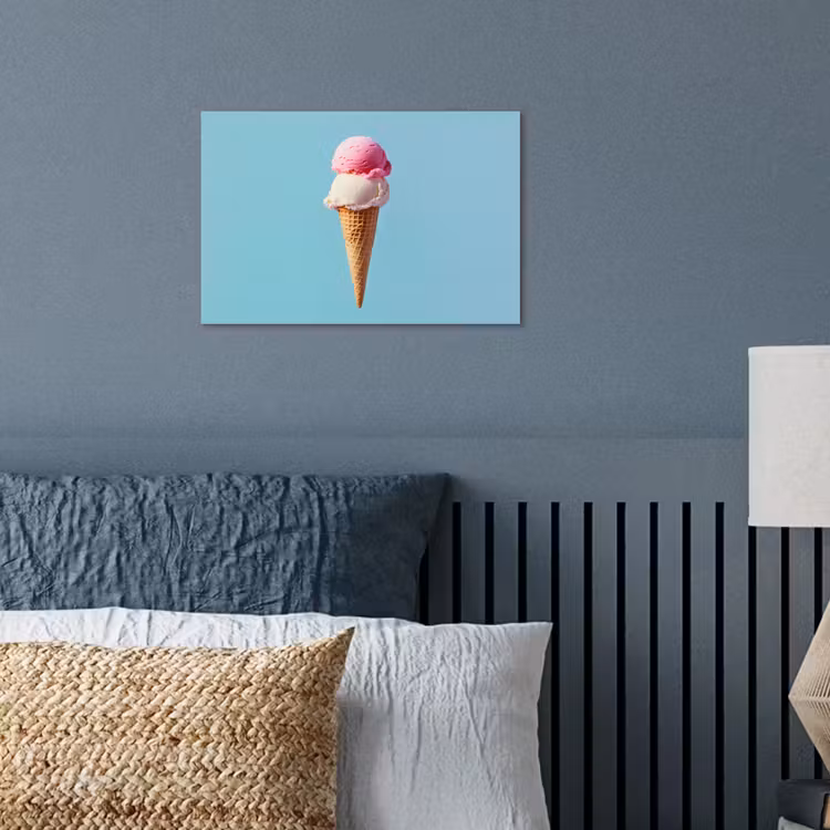 Bolletjes - Schepijs - Hoorntje - Blauw poster papier klein -sfeer2